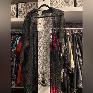 NWT Lacy Afternoon Black Sheer Lace top 1X